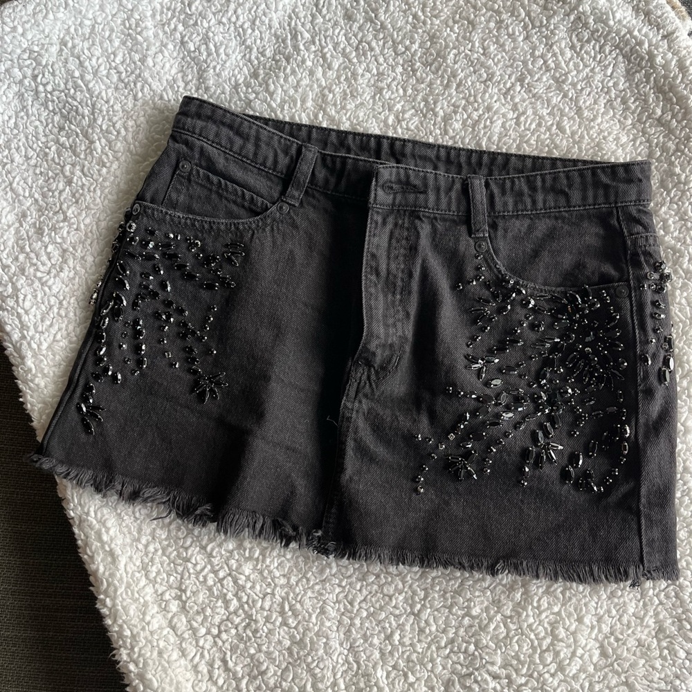 Free People Black Beaded Mini Skirt size 4